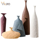 VILEAD Ceramic Flower Vases Figurines Nordic Cylinder Flower Pots Home Living Room Decoration Hogar Handicraft Modern Ornaments