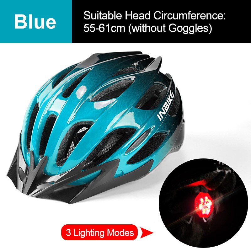 Casco de bicicleta ligero INBIKE, sombrero seguro para hombres y mujeres, casco de bicicleta MTB ultraligero con luz trasera, casco deportivo para montar en bicicleta IH19301