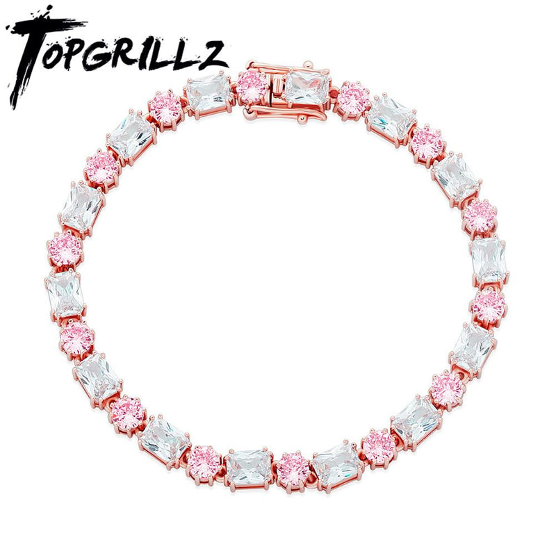 TOPGRILLZ 6mm Bracelets High Quality Round and Square Iced Out Cubic Zirconia Women&