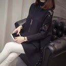 2022 Autumn And Winter New Loose Sweater Coat Women's Half-high Collar Pullover Wrap Swing Beading