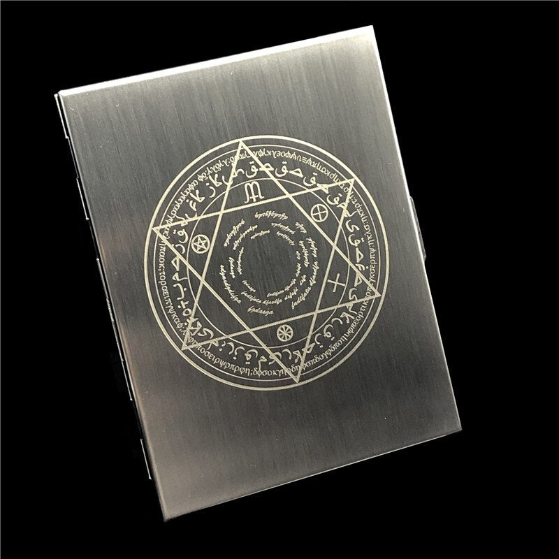 Alalinong Codex Gigas Stainless Steel Cigarette Case Ultra Thin Metal Universal Cigarette Box Wire Drawing Process Smoking Beast