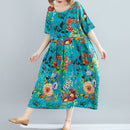 Oversized Floral Print Cotton Casual Woman Dress Summer Flower Boho Beach Dress for Women Loose Long Ladies Dresses 2021