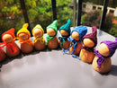 6/12pcs Crochet Wooden Rainbow Dolls in Beanies for Pastel Stackable Blocks Wood Natural Doll in Knitting Hat Montessori Toy