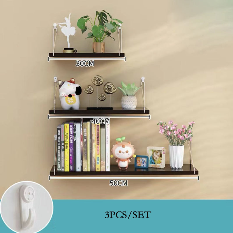 3PCS Wooden Wall Hanging Shelves Living Room Decor Display Stand Flower Pot Bookcase Holder Rack Bathroom Kitchen Storage Shelf