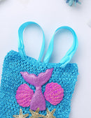 Kids Girls Mermaid Princess Dress Sleeveless Mesh Tutu 3D Flower Hair Hoop Set Children Halloween Theme Party Cosplay Costume