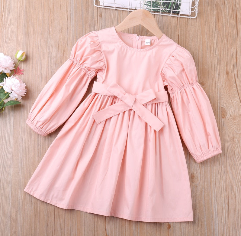 Humor Bear Baby Girls Dress New College Style Student  Spring &amp; Autumn Bow Long Sleeve Dress Kids Clothing Princess Dresses