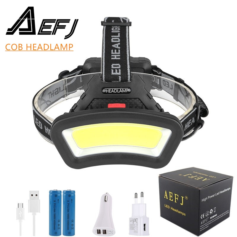 cob led headlamp USB Rechargeable red white light Fishing headlight Hunting 18650 head lamp Camping head light Flashlight Torch