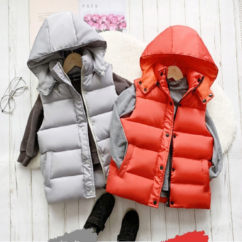 Chaqueta sin mangas cálida de invierno de 3 a 12 años para niños, chaqueta gruesa con capucha, chaleco para niños y niñas, chaleco para niños, chaleco aislado