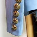 ¡Novedad de 2022! Chaqueta de diseñador HIGH STREET para mujer, chaqueta clásica ajustada con doble botonadura y botones de león, azul bebé