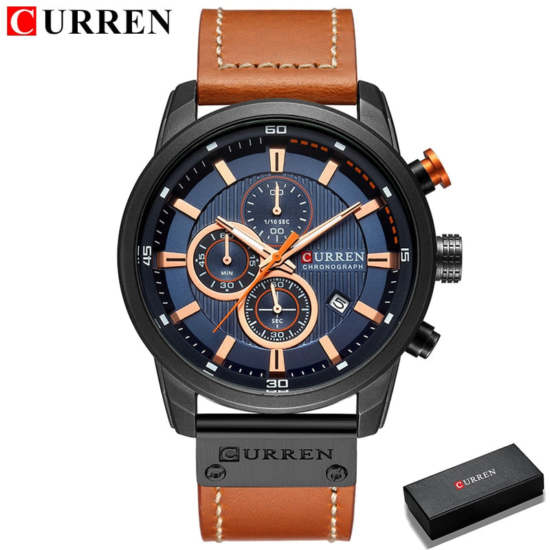 Top Brand Luxury CURREN Fashion Leather Strap Quartz Men Watches Casual Date Business Male Wristwatches Clock Montre Homme