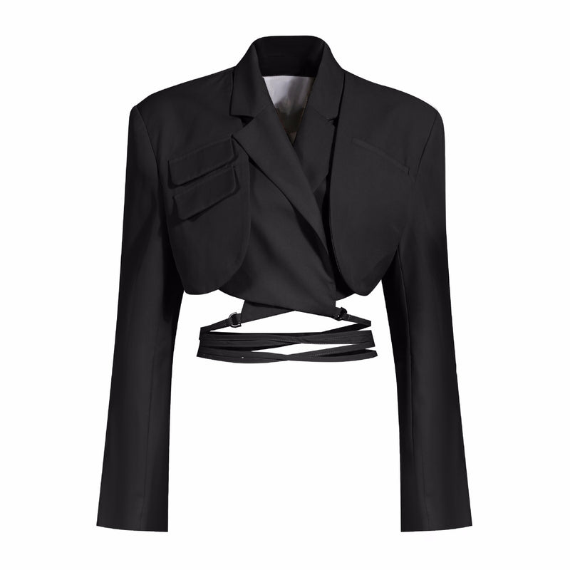 TWOTWINSTYLE Blazer elegante Irregular para mujer con muescas de manga larga con cordones Bowknot Blazers mujer 2022 primavera moda nueva