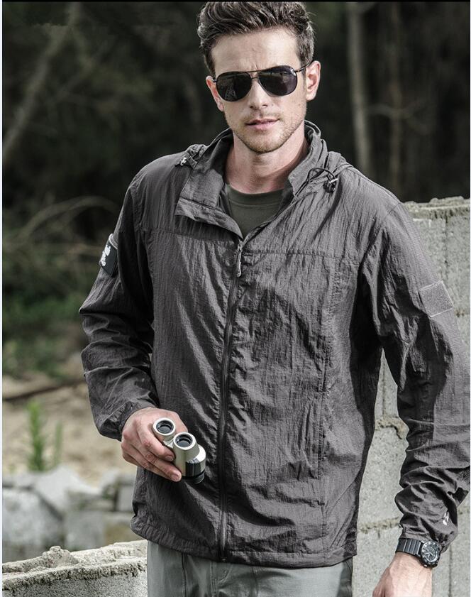 New 2022 Summer Waterproof Quick Dry Tactical Skin Jacket Men Hooded Raincoat Thin Windbreaker Sunscreen Army Military Jacket