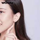 WOSTU New Genniue 925 Sterling Silver Rose Golden DIY Earrings With Zircon Hoop Earrings For Women Making Jewelry CQE351-C