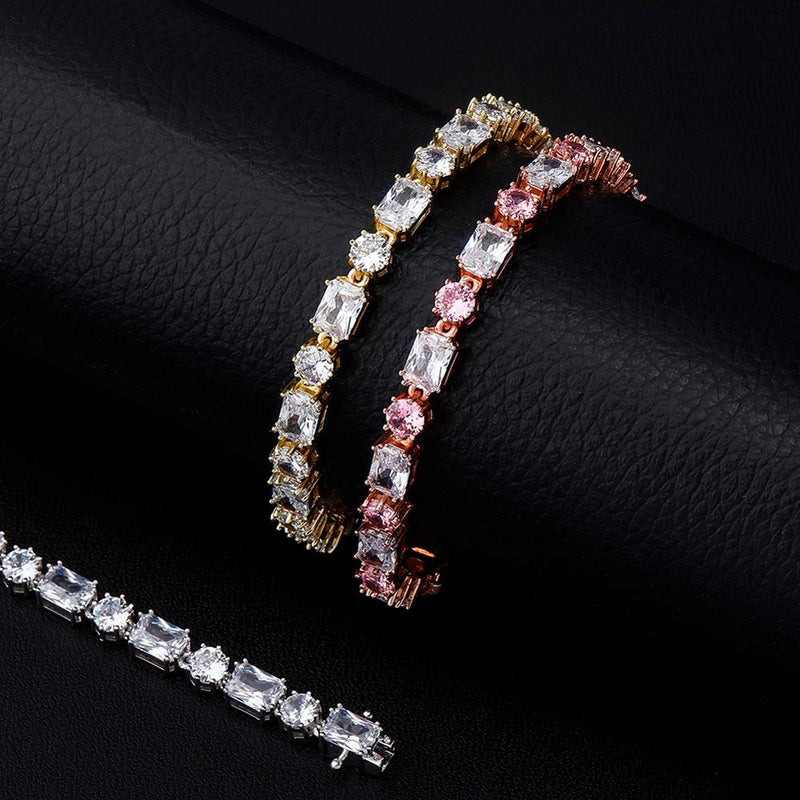 TOPGRILLZ 6mm Bracelets High Quality Round and Square Iced Out Cubic Zirconia Women&