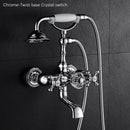 Luxury Crystal Handle Bathtub Gold Brass Faucet with Hand Shower Telephone Type Bath Faucets Sets Mixer Tap Wall Mounted EL8310G