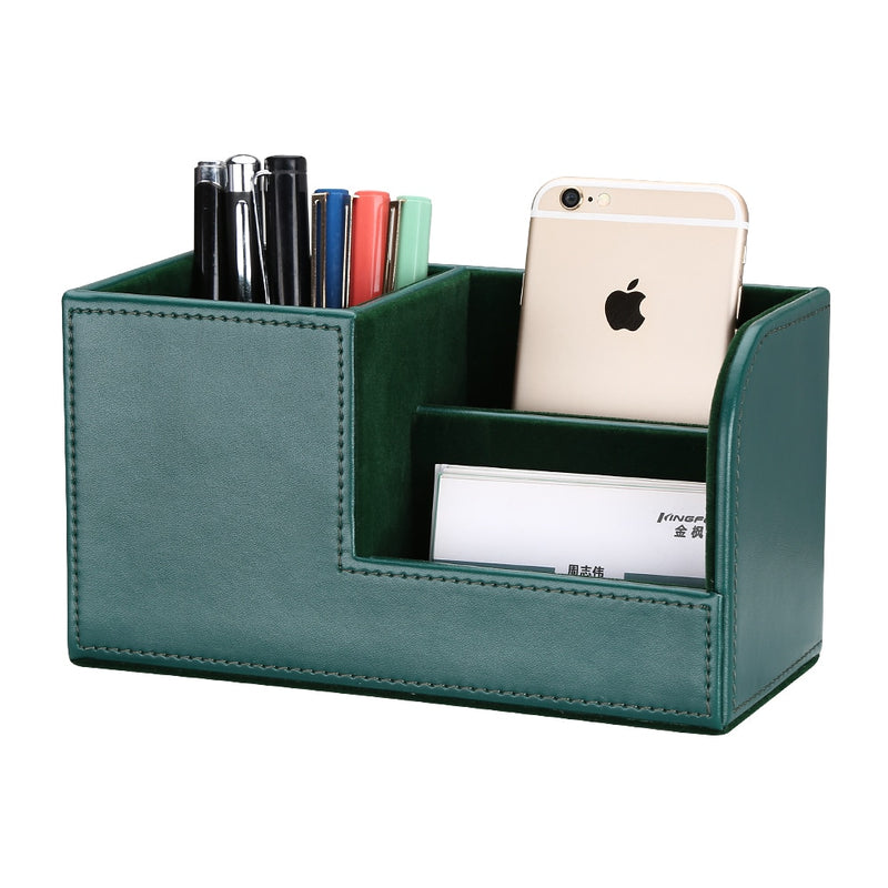 High Grade PU Leather Desk Organizer Wooden Pen Holder Pencil Box Marble Desk Storage Box &amp; Bin Stationery Pen Stand Containers