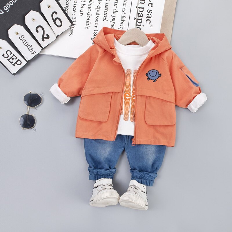 3 Pieces Baby Boy Clothes Set Infant Kids Zipper Jacket + T Shirt + Jeans Child Costume Children Clothing