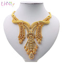 Liffly Luxury Bridal Dubai Jewelry Sets Fashion BraceletRing Wedding Jewelry Sets for Women Necklace And Earrings