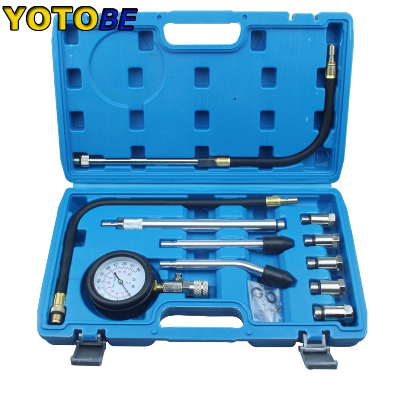 Profesional AUTO TOOLS Gasolina Motor Cilindro Compresión Tester Kit Cilindro Tester Con M10 M12 M14 M16 M18
