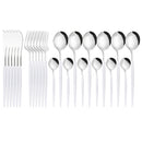 24Pcs/Set Stainless Steel Dinnerware Set Mix Gold Cutlery Set Dinner Knife Fork Coffee Spoon Tableware Kitchen Silverware Sets