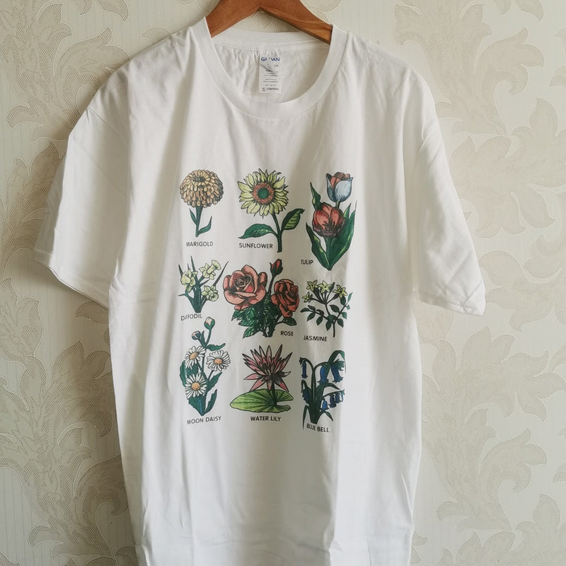 Wildflower T Shirt Frauen Sunshine Plant Rose Save Bees Mädchen T-Shirt Damen Tops Femme Kleidung Grafik T-Shirts Frau T-Shirts