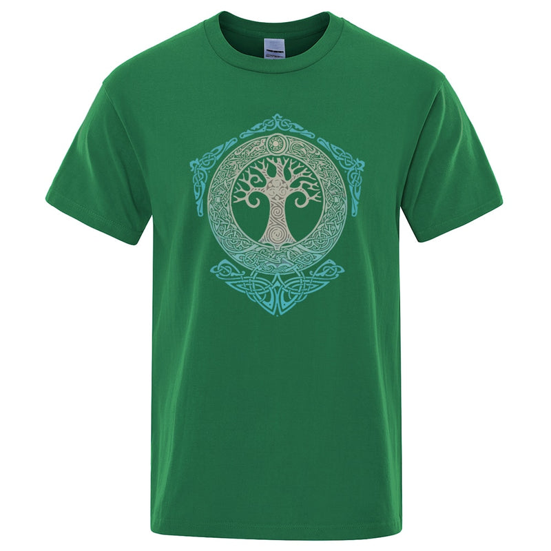 Yggdrasil T-Shirt Weltbaum Männer Tops Modemuster T-Shirt 2022 Sommer Marke T-Shirt Odin Aesir Nordische Mythologie Herren T-Shirt