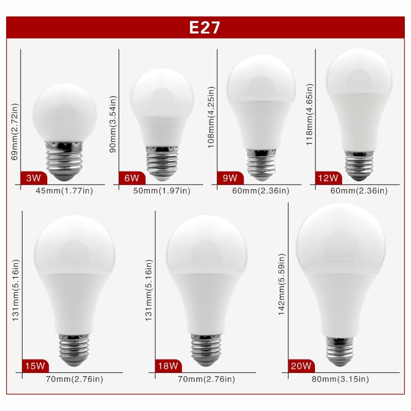 4pcs/lot LED Bulb E27 E14 20W 18W 15W 12W 9W 6W 3W Lampada LED Light AC 220V Bombilla Spotlight Lighting Cold/Warm White Lamp