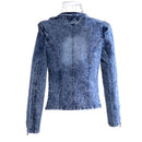 Spring Fashion Women Denim Jacket Slim Zipper Casual Short Sequins Outerwear Ladies Vintage Biker Crystal Chaqueta Mujer A237