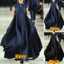 Bohemain Maxi Long Dress Vintage Turn-down Collar Dress Casual Robe Femme 2022 VONDA Casual Vestidos Femininas