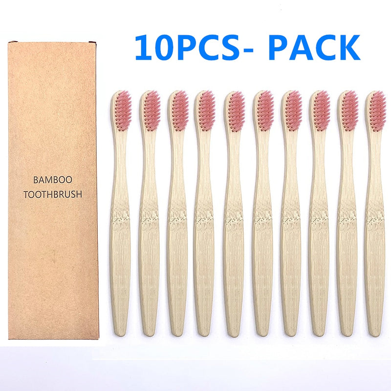 10PCS Colorful Natural Bamboo Toothbrush Set Soft Bristle Charcoal Teeth Whitening Bamboo Toothbrushes Soft Dental Oral Care