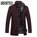 Winter Warm Wollmischung Mantel Herren Dicke Mäntel Topcoat Herren Einreiher Jacken Und Mäntel Mit Verstellbarer Weste Herrenmantel