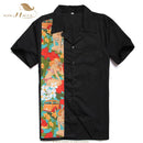 SISHION L-2XL  Men Shirt ST110 Short Sleeve Black Red Rockabilly Cotton Casual Bowling Shirts for Men camisa masculina