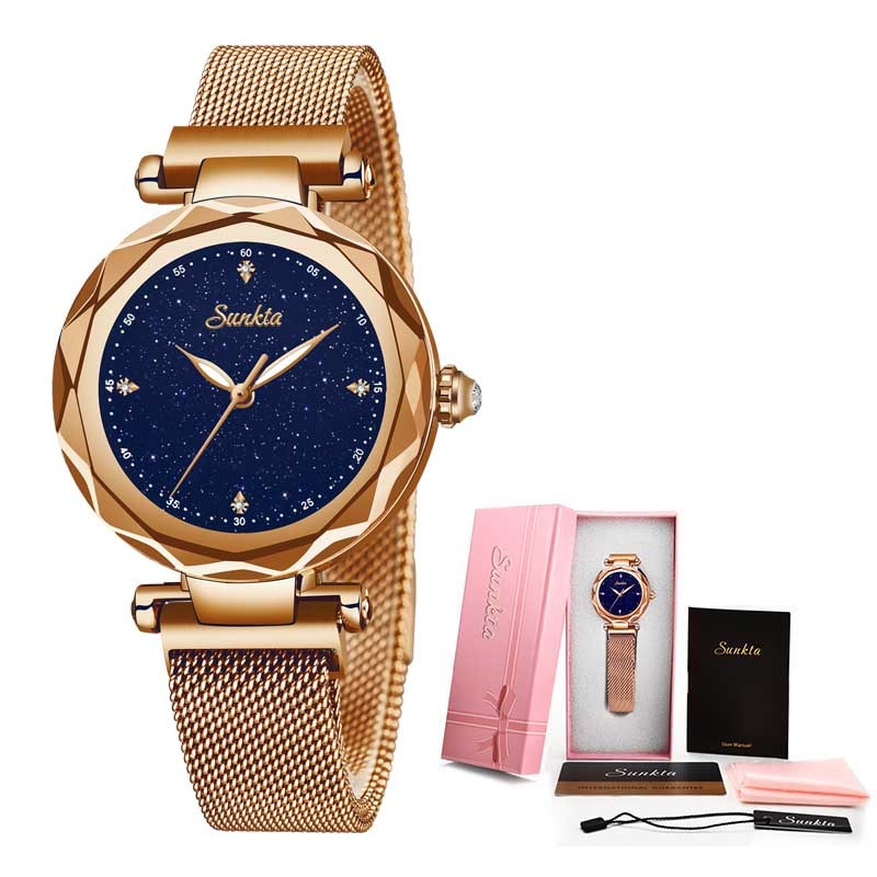 SUNKTA, relojes de cuarzo para mujer, relojes a la moda a prueba de agua, pulsera de cerámica para mujer, reloj de pulsera para niña, reloj femenino + Bo