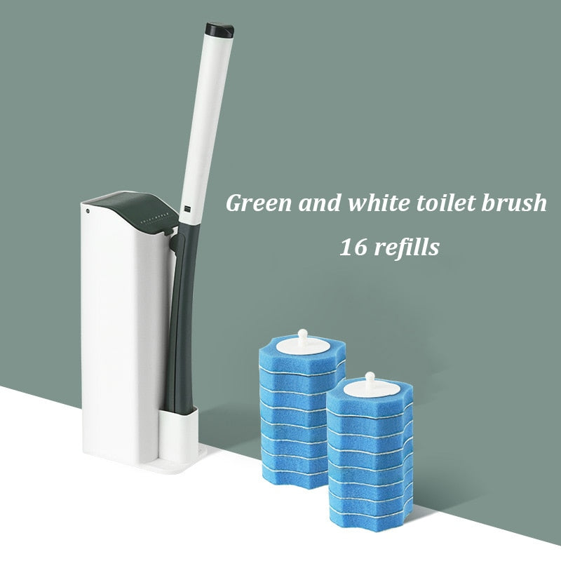 WC-Reinigungsbürsten-Set, austauschbarer Bürstenkopf, Badezimmer-Toilettenschüssel-Reinigungswerkzeug, Tiefenreinigungsstab, langer Griff, weiches Werkzeug