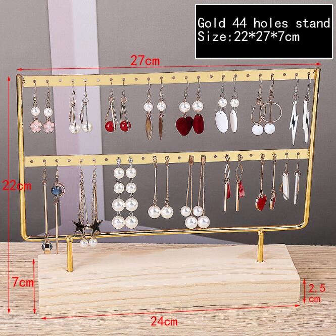 Schöner Stahl-Ohrring-Aufbewahrungshalter, Schmuckständer für Ohrringe, Halsketten, Armbänder, Anhänger, Holzsockel, Schmuckständer