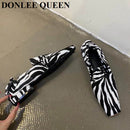 Fashion Square Toe Flats Shoes Women Slip On Loafers Comfortable Ballet Zebra Snake Pattern Shoe Big Size 35-41 Zapatillas Mujer