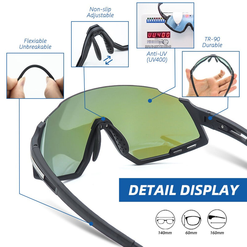 Gafas de ciclismo VICTGOAL, gafas de sol polarizadas para hombre, gafas de sol para ciclismo UV400, gafas deportivas para correr, 5 lentes para bicicleta de montaña, ciclismo, senderismo, gafas