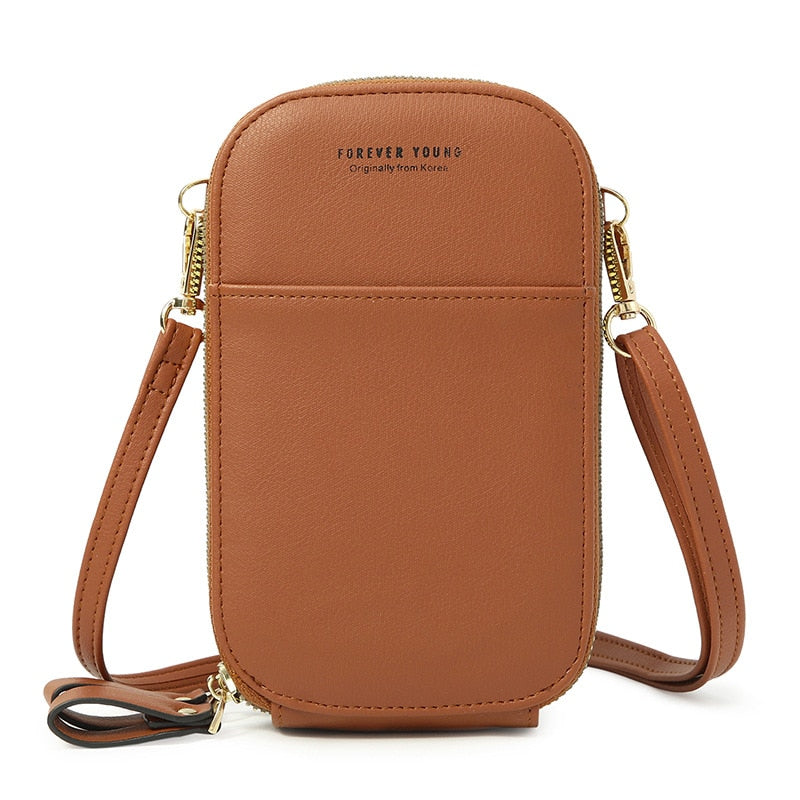 Designer-Handytasche Mini-Umhängetasche für Frauen, zwei Schichten, Umhängetasche, Pu-Leder, Damen, kleine Crossbody-Geldbörse