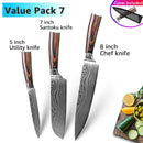 Kitchen Knife 1-9pcs Chef Knives 7CR17 440C High Carbon Stainless Steel Damascus Drawing Gyuto Cleaver Set Slicer Santoku Knife
