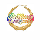 BeHoney Fashion Simple Personality Acrylic Custom Name bamboo Earrings Cartoons rainbow Name Necklace  Jewelry Christmas Gift C4