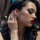 GEM'S BALLET 11.65Ct Natural Red Garnet Gemstone Pendientes Anillo Set 925 Sterling Silver Round Jewelry Set Para Mujer Boda