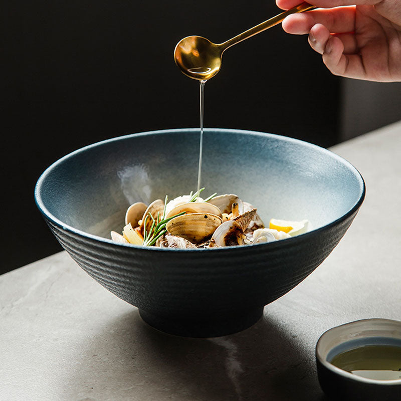 Cuenco de cerámica de estilo japonés de lujo, cuenco de ramen, cuenco grande para el hogar, cuenco grande, cuencos y platos Retro para sombreros, cuenco de sopa comercial