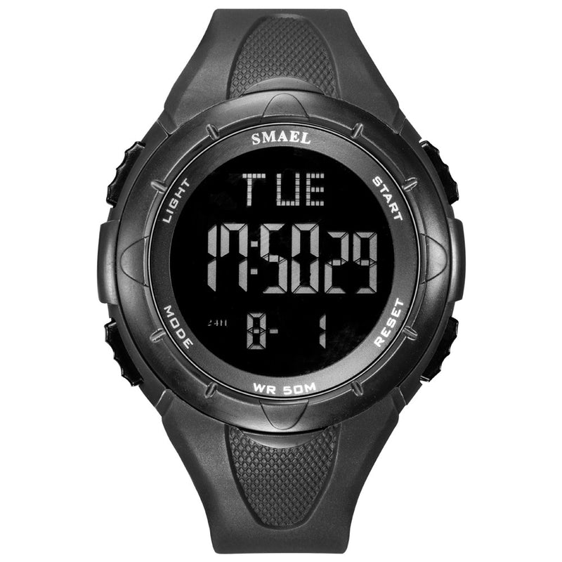 Reloj digital para hombre SMAEL 50M, relojes impermeables, reloj Led, alarma, pulsera negra, cronómetro, reloj deportivo 1016, relojes digitales para hombre