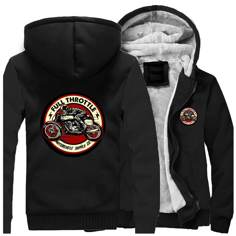 2022 invierno hombres sudadera gruesa Full Throttle Cafe Racer Rockabilly Biker chaqueta con cremallera polar cálido hombres espesar sudaderas con capucha