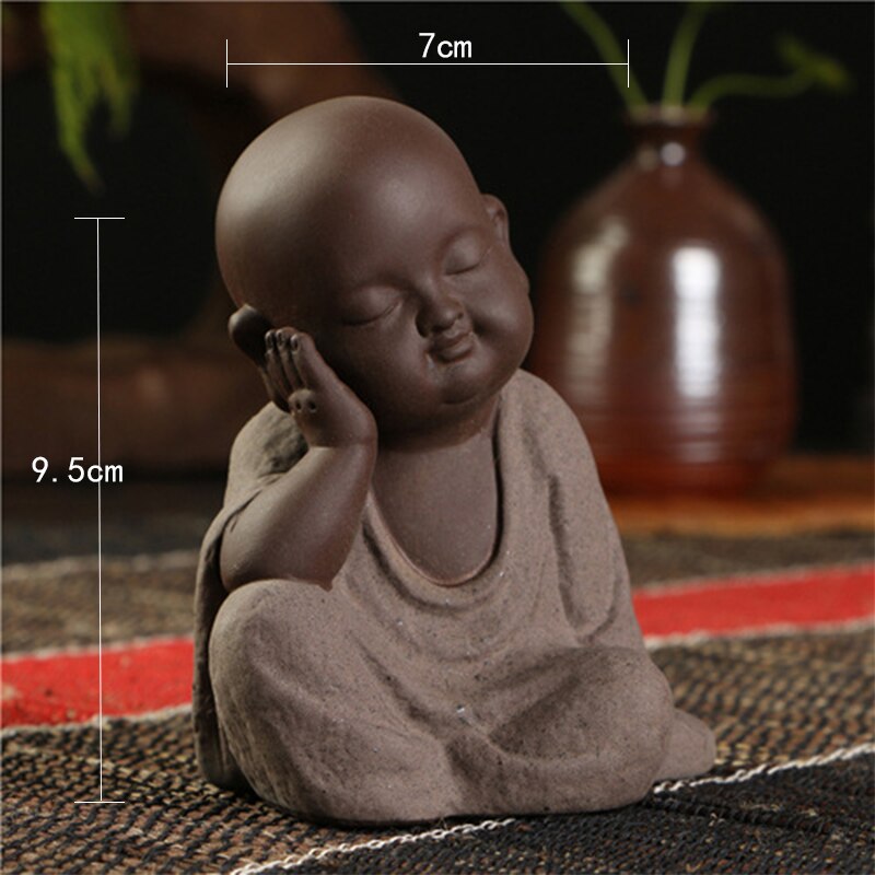 VILEAD Ceramic Buddha Statues Modern Mini Monk Sculpture Tea Set Statuette Miniature Figurines for Home Decoration Accessories