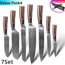 Kitchen Knife 1-9pcs Chef Knives 7CR17 440C High Carbon Stainless Steel Damascus Drawing Gyuto Cleaver Set Slicer Santoku Knife