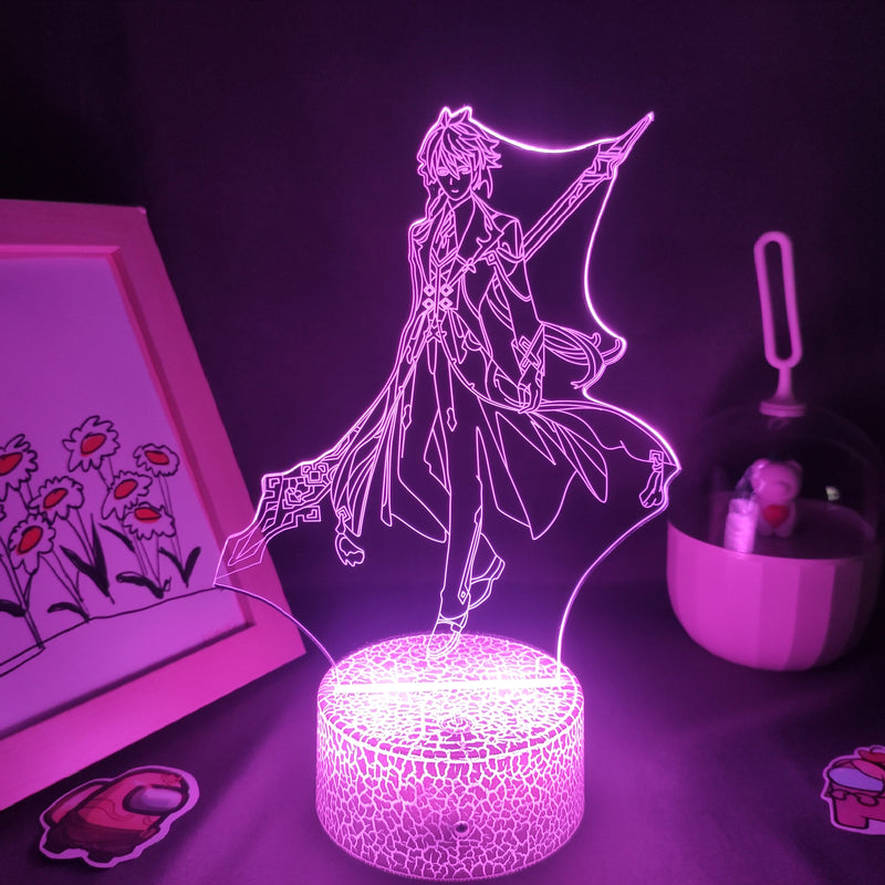 Genshin Impact Game Figure Barbatos Dormitorio Lámpara decorativa Color cambiable LED Night Lights Regalo de cumpleaños Amigo Sala de juegos
