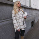 New Autumn Winter Women Jacket Checked Coat Long Sleeves Oversized Thicken Casual Fashion Women Coats Tops