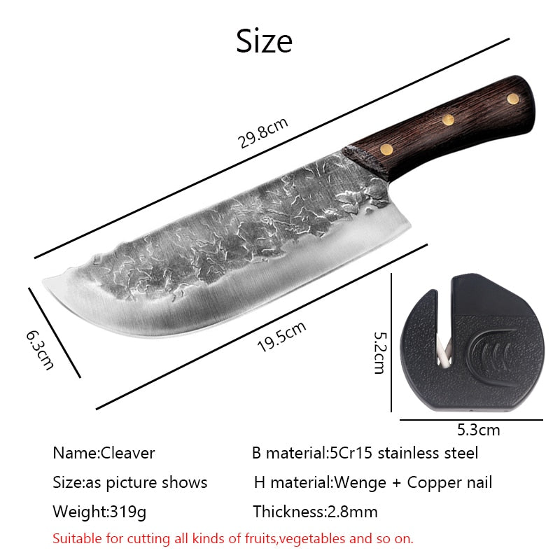 Handmade Forged Stainless Steel Kitchen Knives Chinese Knife Meat Cleaver Vegetable Chopper Knife Kitchen Cutter Tool with Cover