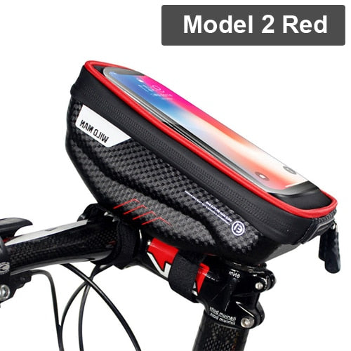 Bolsa de teléfono para bicicleta WILD MAN Waterproo, bolsa de marco de tubo superior, bolsa de haz frontal para ciclismo, soporte de teléfono para bolsa de bicicleta con pantalla táctil de 6,5 pulgadas